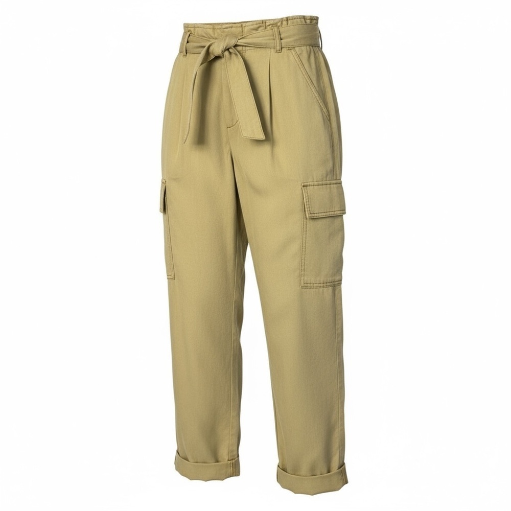 Free People Vintage Casual Tan Belted Cargo Tapered Cuffed Pants Size 0 #1918